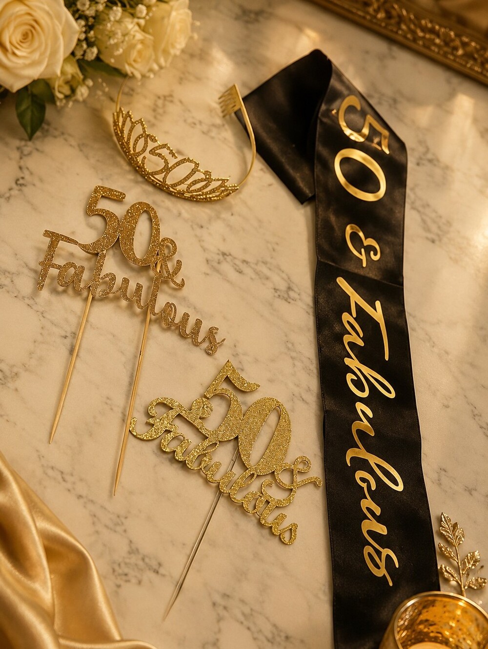 50 & Fabulous Gold Party Decoration Set